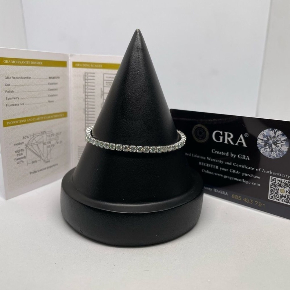 Beautiful Moissanite Tennis Bracelet 4.4 Carats 3mm 925 18k adjustable slider